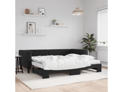 Sofá Cama Nido Con Colchón Terciopelo Negro 90x190 Cm