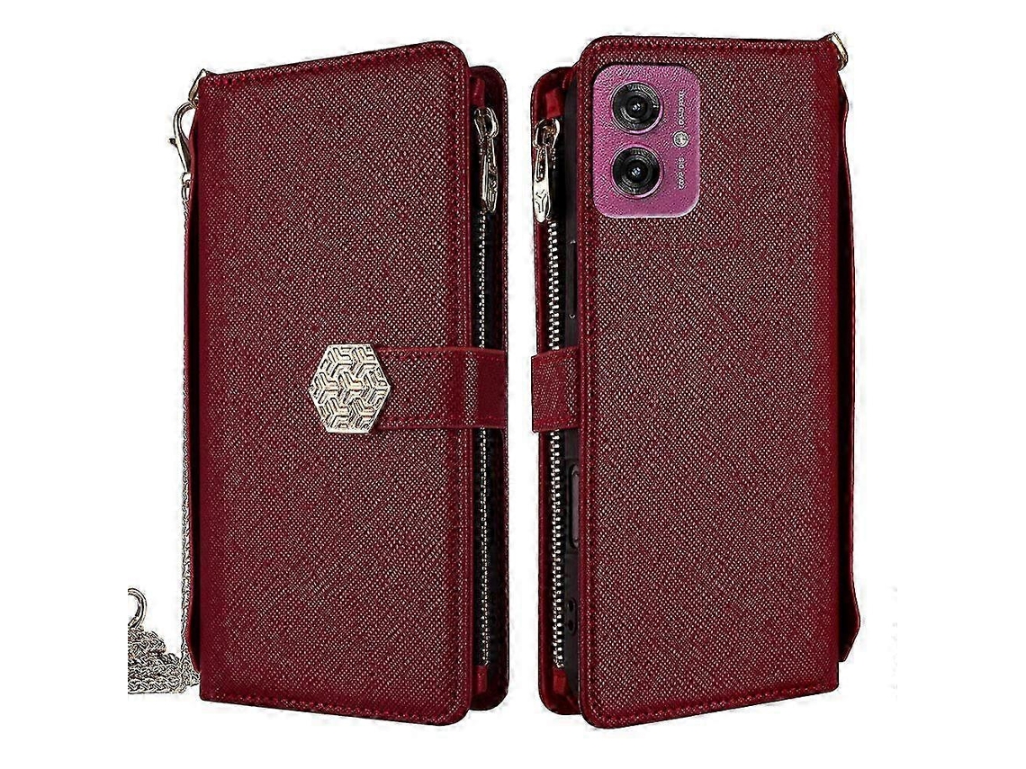 For Motorola Moto G35 5g26-27 Crossbody Handle Cross Texture Leather Phone Case