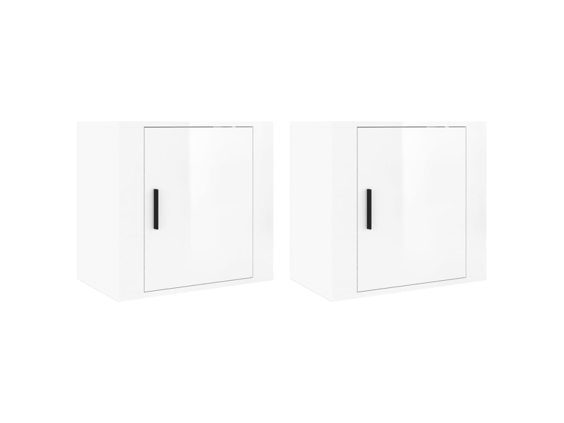 Juego de mesitas de noche de pared en blanco brillante MAISON EXCLUSIVE 50x30x47 cm