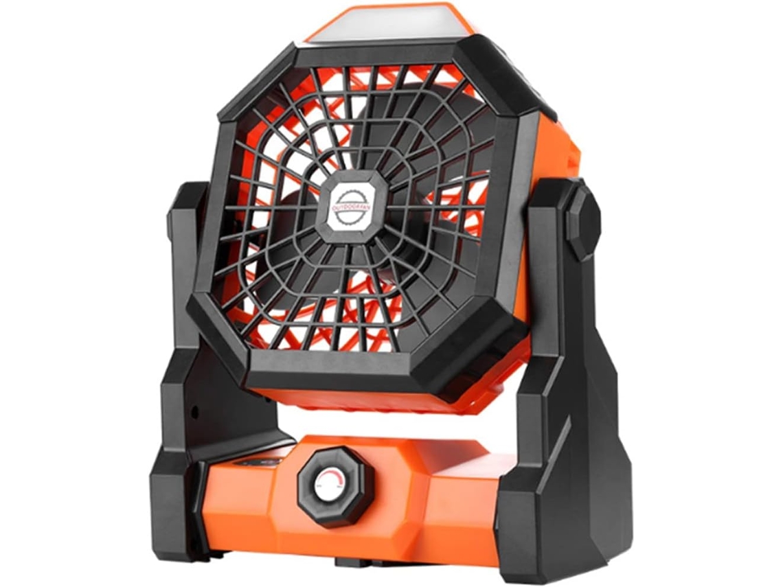 Ventilador Recargable Con Luz Led, 5200 Mah, Para Camping, Jardinería, Viajes, Senderismo, Color Naranja.