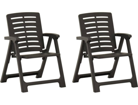 Conjunto 2 Silla de jardín VIDAXL Antracita Plástico (56x59x82 cm)
