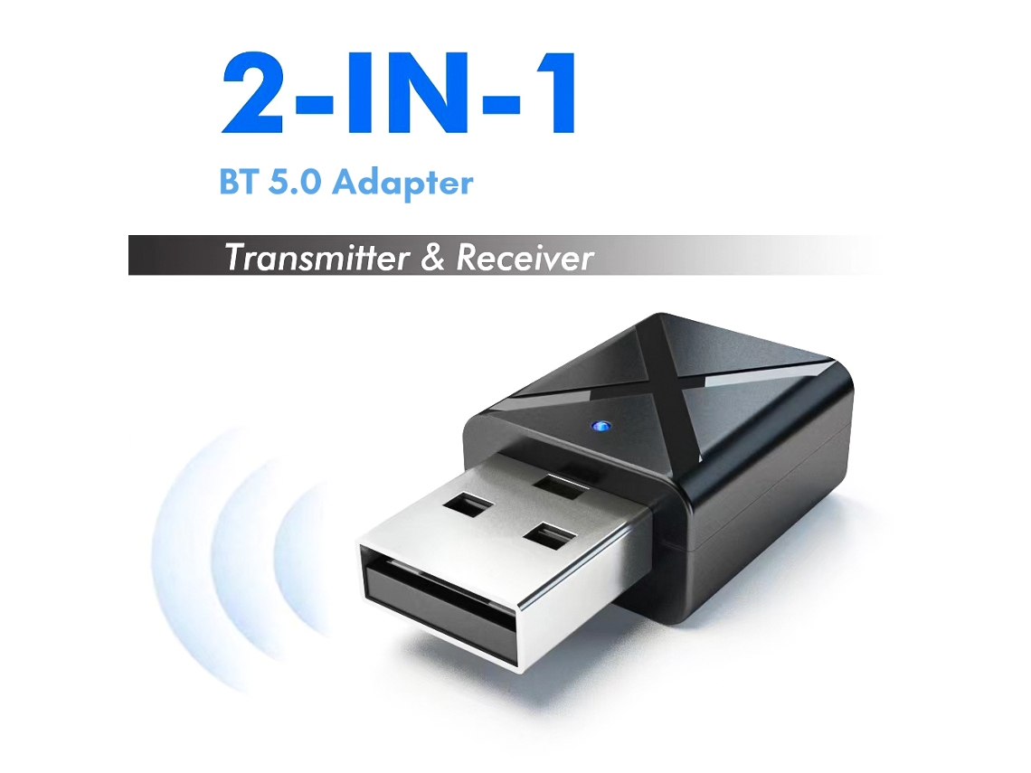 Adaptador Usb Bt5.0 2 En 1 Transmisor Receptor Para Tv Coche Pc Altavoz Auricular Aux