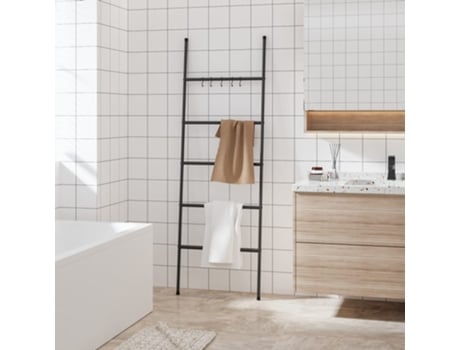 Toallero en Escalera VIDAXL (Negro - Hierro - 58 x 175 cm)