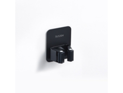 Soporte De Pared De Acero Inoxidable Para Escobas Y Trapos - No Requiere Perforación - Multifuncional - Baño/cocina - Negro