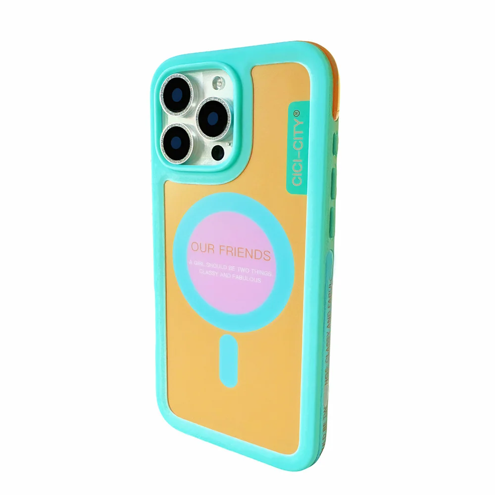(iphone 15, Verde/amarillo) Funda Magsafe Para Iphone