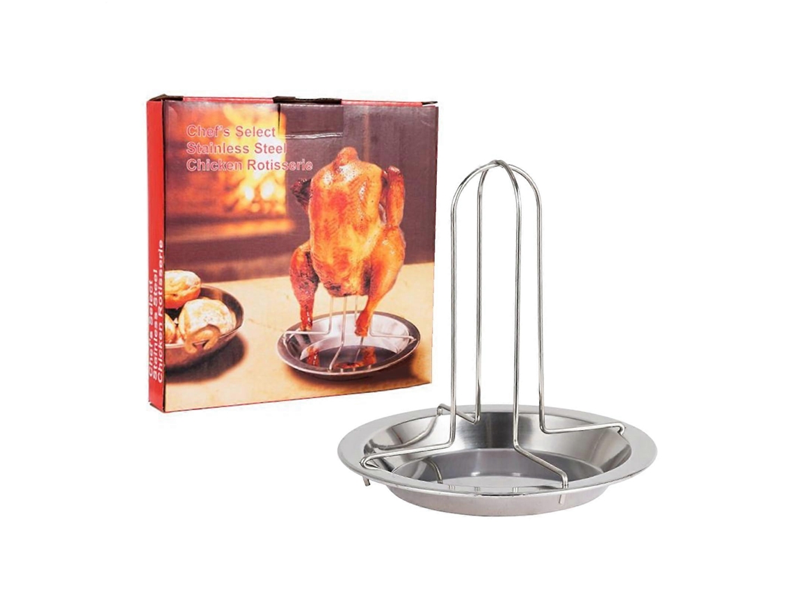 Parrilla para asar pollo en una lata de cerveza, de acero inoxidable, con bandeja recolectora de grasa, ideal para barbacoas, acampadas y fiestas.