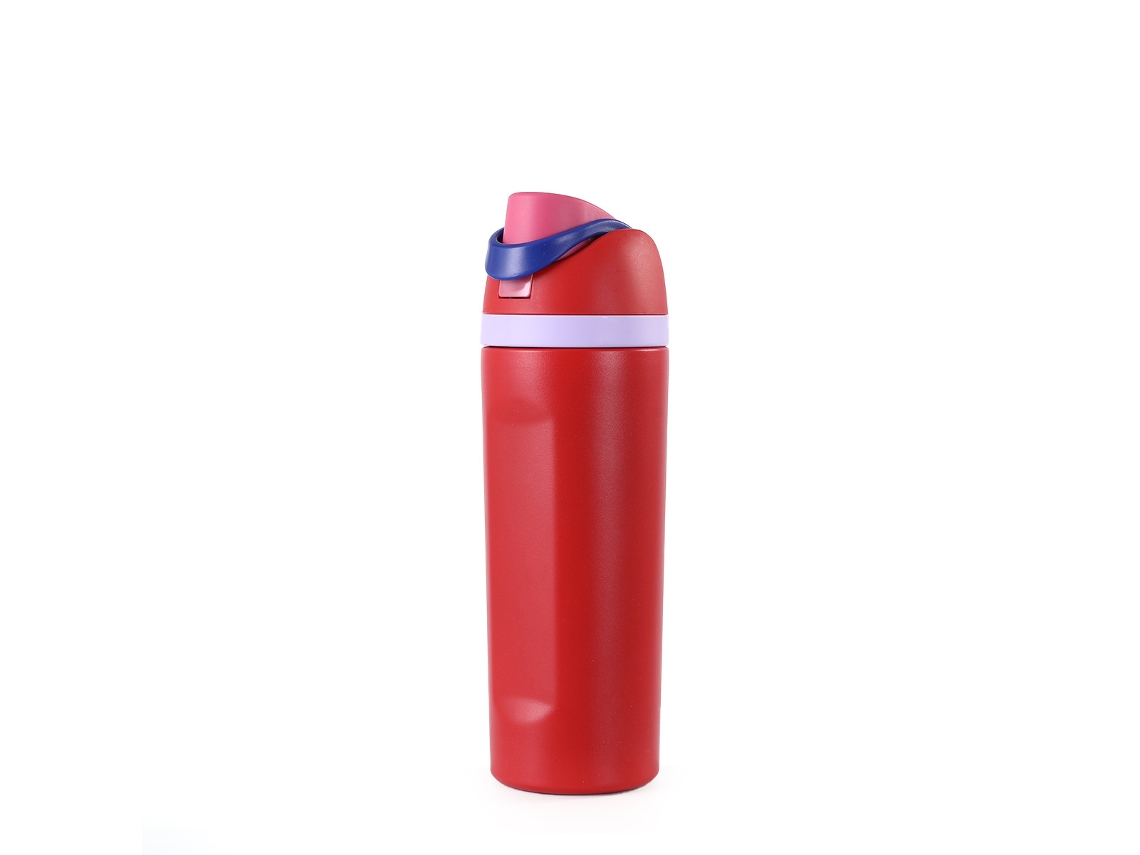 Vaso térmico Siurn con tapa elástica, revestimiento de acero inoxidable, 500 ml (rojo)