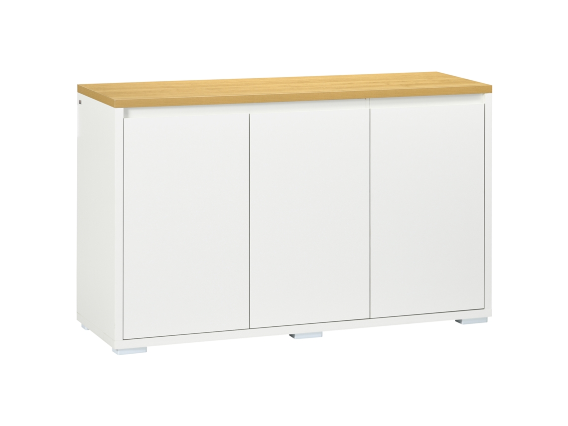 Aparador De Salón Con 3 Puertas Y Estantes Ajustables Para Recibidor, Blanco, 120x37x75