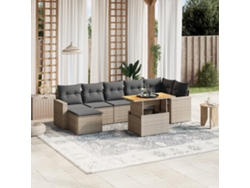 Conjunto de sofás de jardín de 8 piezas DKD Home Decor con cojines de mimbre gris