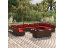 Conjunto de jardín de 13 piezas con cojines de mimbre marrón de DKD Home Decor