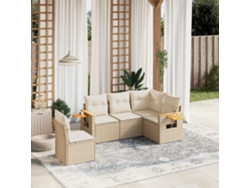 Conjunto de 5 sofás de jardín con cojines de mimbre beige Dkd Home Decor