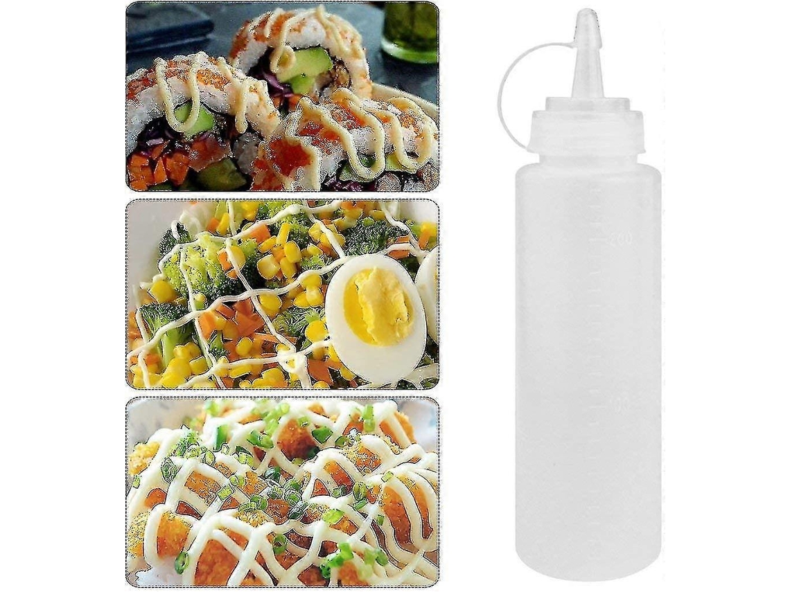 Botellas De Salsa Espesadas De Pe Para Condimentos Mermeladas Con Tapa Sellada Resistente Al Calor 360ml 6 Piezas