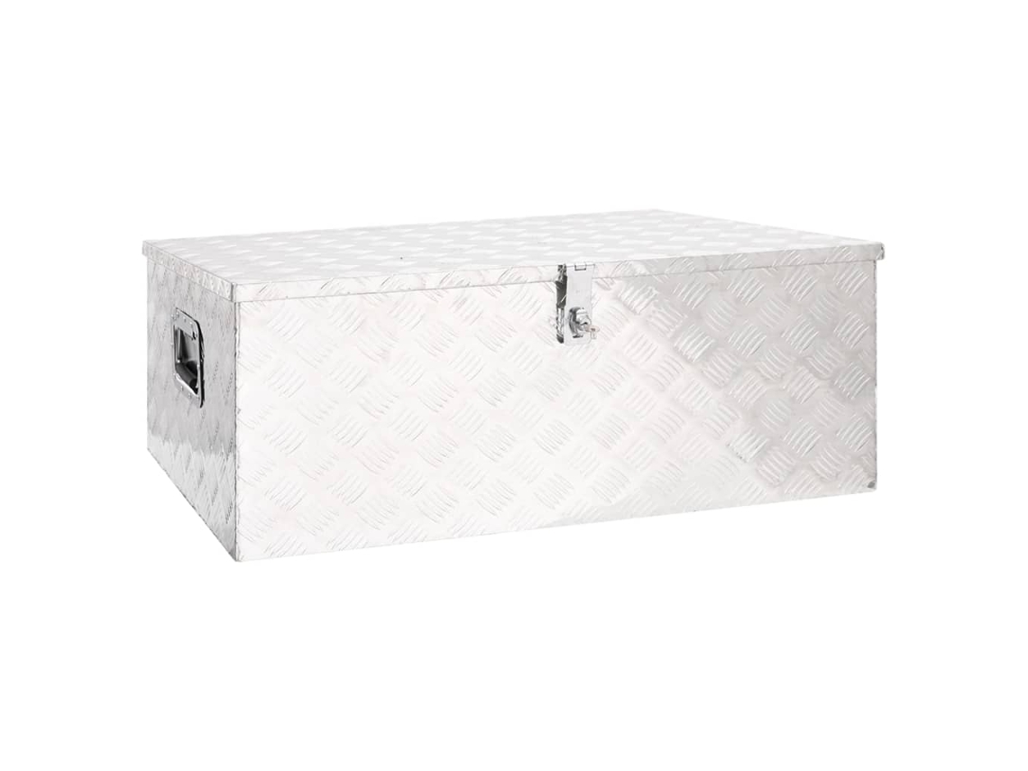 Caja de almacenamiento 100x55x37 cm aluminio plateado DKD HOME DECOR