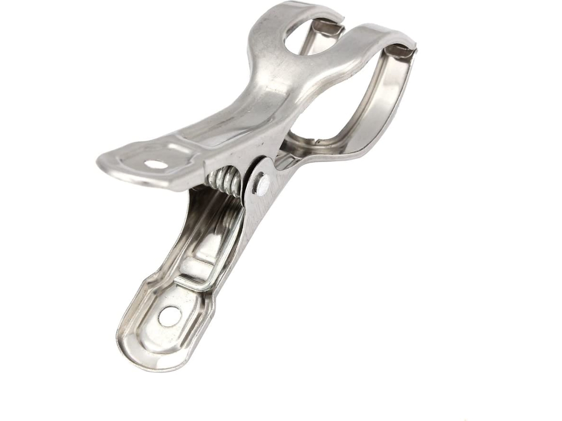 Juego de 6 pinzas de ropa de acero inoxidable con resorte para colgar calcetines.