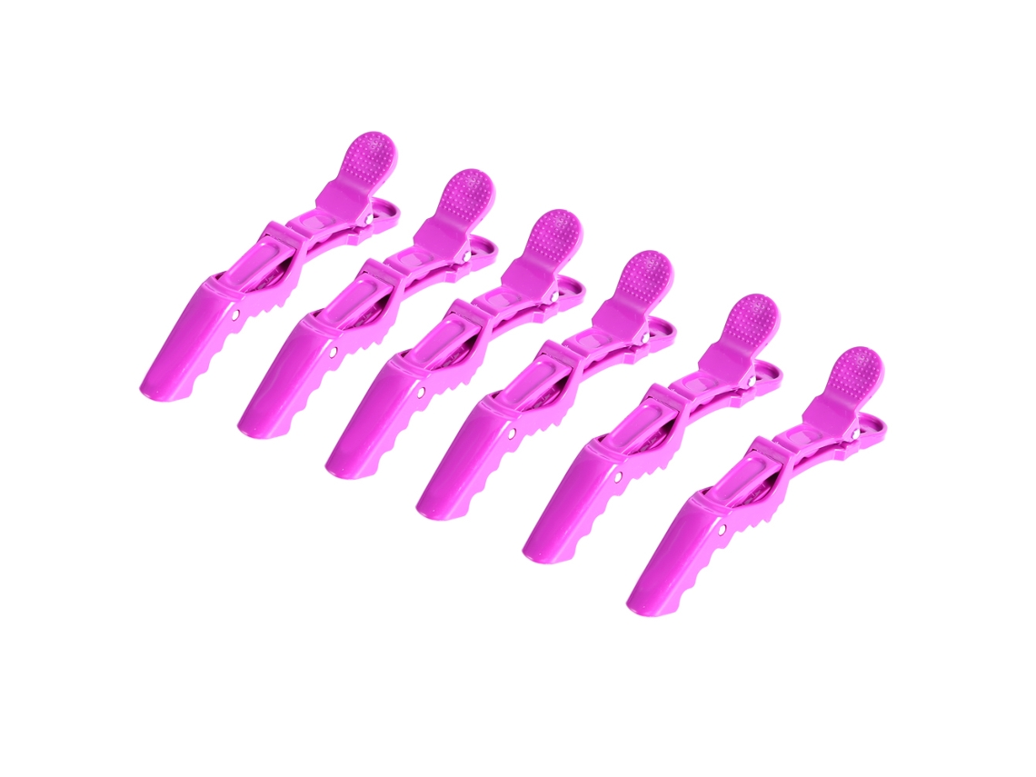 6pcs Grampo De Cabelo Profissional Para Salão Com Design Anti-deslizante E Mola De Alta Tensão Roxo