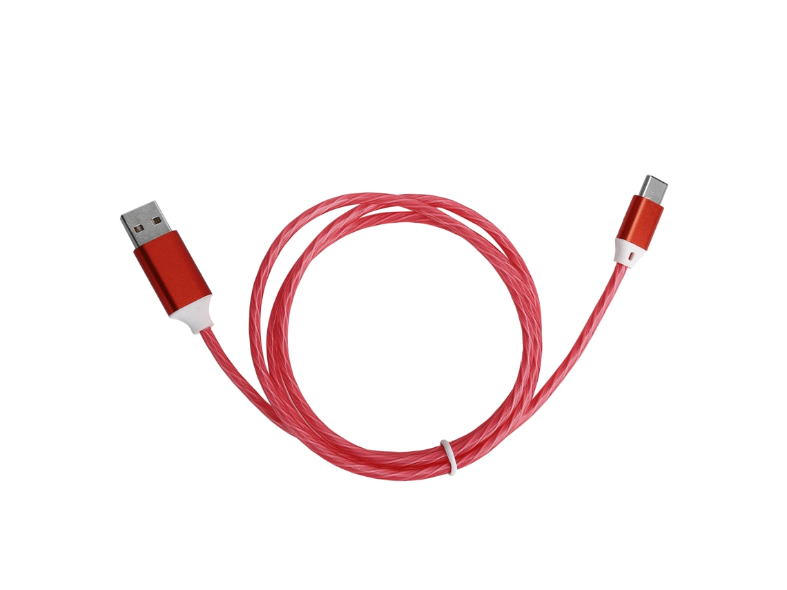Cable De Datos Type-c De Carga Rápida Con Luz Led De Funcionamiento, Luz Roja Brillante Y Luz Fluyente