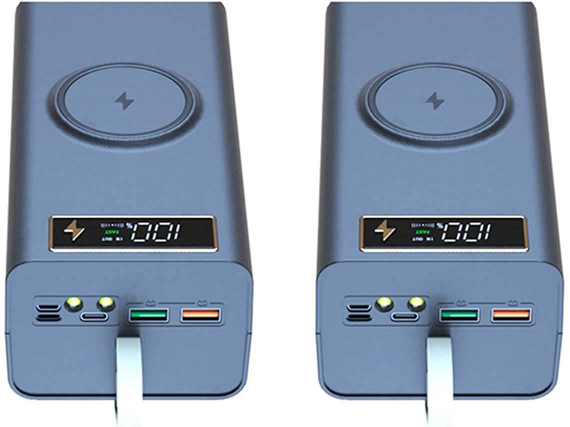 2 Piezas De Caja De Almacenamiento De Baterías 21x18650 Con Luz Led Pd Qc3 0 Carga