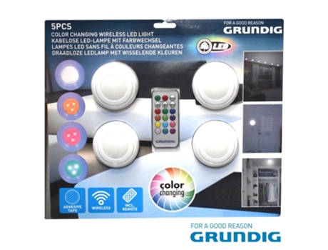 Conjunto de 4 aplicaciones LED RGBW con comando Grundig