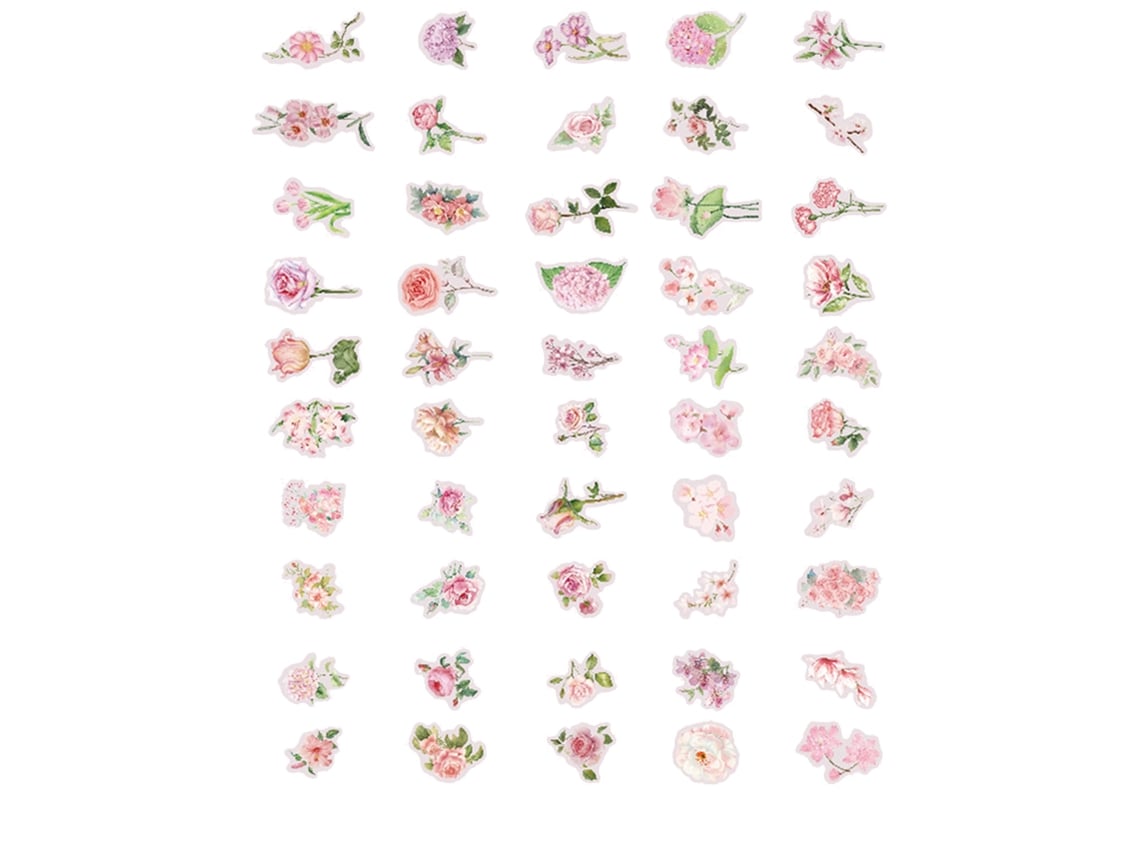 100 pegatinas de flores naturales para álbumes de recortes, pegatinas autoadhesivas, suministros de agenda, tarjetas, cartas, bricolaje.
