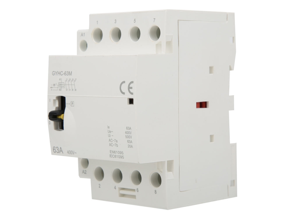 Contator De Ac Residencial 4p 63a 220v 50hz Com Chave Manual Para Trilho Din