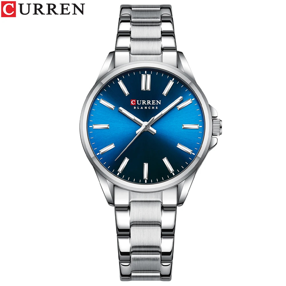 Reloj De Lujo Para Mujer, De Acero Inoxidable, Resistente Al Agua, Color Azul Plateado.