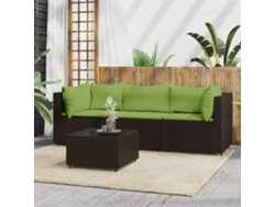 Conjunto de jardín de 4 piezas con cojines de mimbre marrón DKD Home Decor