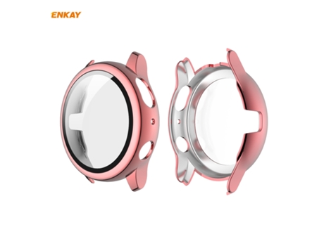 Samsung Galaxy Watch Active 2 40 mm Estuche con pieza de galvanoplastia ENKAY + película de vidrio templado 9H (rosa)