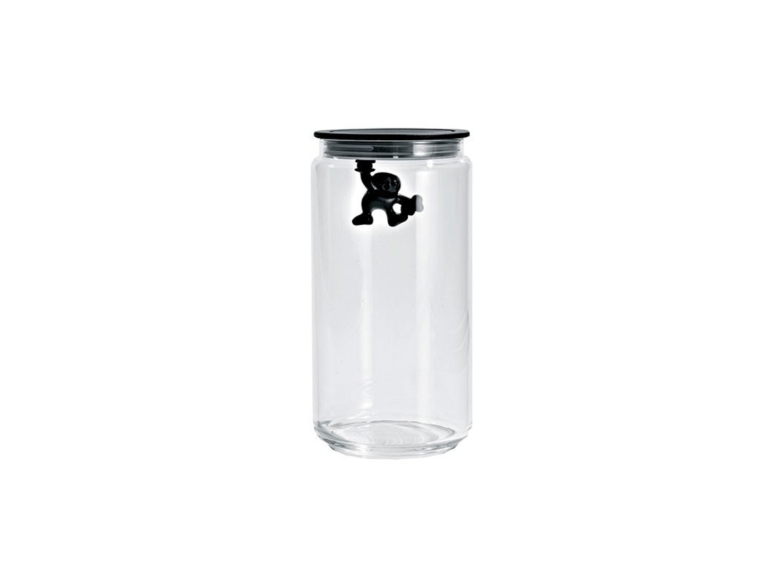 Tarro con Tapa HermÃ©tica Negro 1.4Lt - Gianni A Little Man Holding On Tight A DI ALESSI