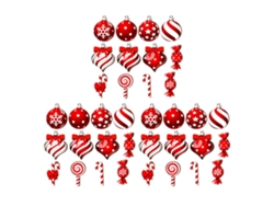 36 Adornos De Plástico Para Árbol De Navidad Con Un Bonito Y Vibrante Diseño Para Colgar.