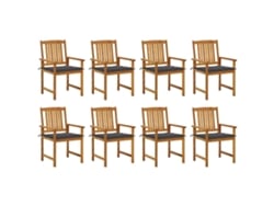Sillas de jardín con cojines, 8 piezas, acacia maciza, Dkd Home Decor