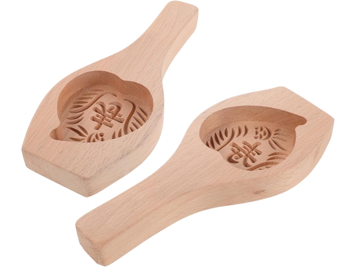Juego De 2 Moldes Chinos Para Pasteles De Luna Con Mango De Madera, Ideales Para Repostería Tradicional Y Fiestas.