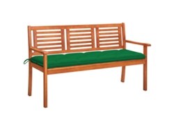 Banco de jardín de 3 plazas con cojín de 150 cm en eucalipto macizo, Dkd Home Decor
