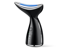 Masajeador facial eléctrico con compresa caliente 3 luces LED 3 modos (negro) CHRONUS