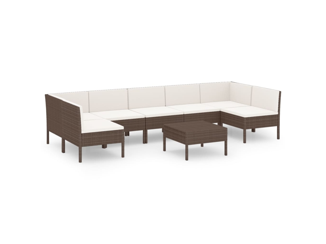 Conjunto 8 muebles de jardín VIDAXL y cojines ratán sintético marrón