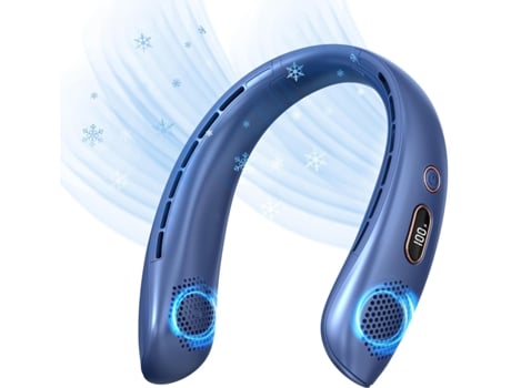Ventilador de Cuello Ventilador Portátil Sin Aspas Batería de 3000Mah Recargable por Usb Pantalla Led Enfriamiento de 360 3 Velocidades CHRONUS