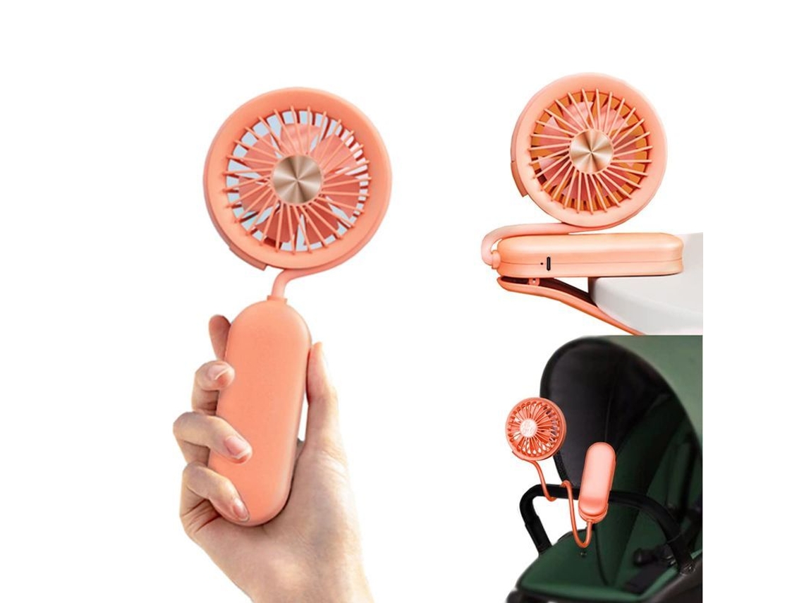 Mini Ventilador Portátil 3 En 1 Con Asa/pinza/carrito, Rosa, 213x93x35 Vok