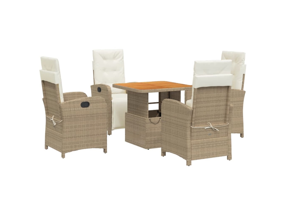 Maison Exclusive - Set Comedor De Jardín 5 Pzas Con Cojines Ratán Sintético Beige