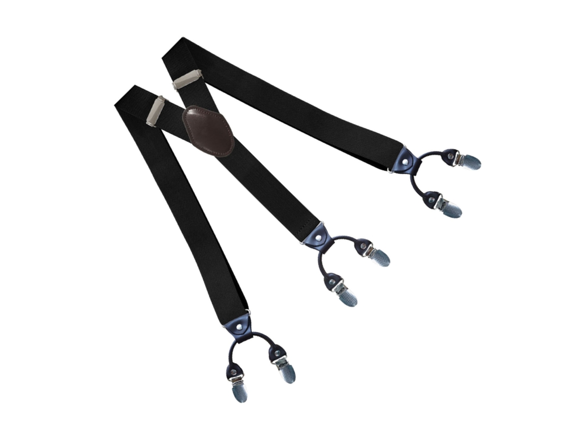 Tirantes Ajustables En Forma De Y Para Hombre Con 6 Clips Para Evitar Que Se Resbalen - Negro