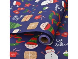 Papel de regalo navideño Eifson para Navidad y fiestas de invierno, 50 cm x 10 m (azul)