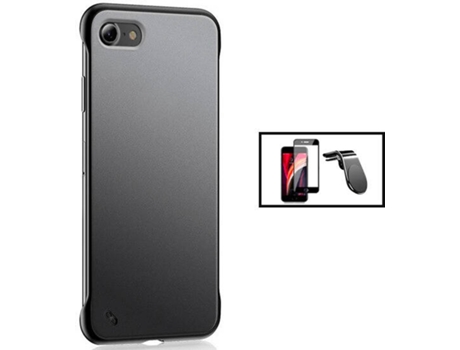 Kit Carcasa Bumper + Protector de Pantalla iPhone SE 2022 PHONECARE Transparente y Negro