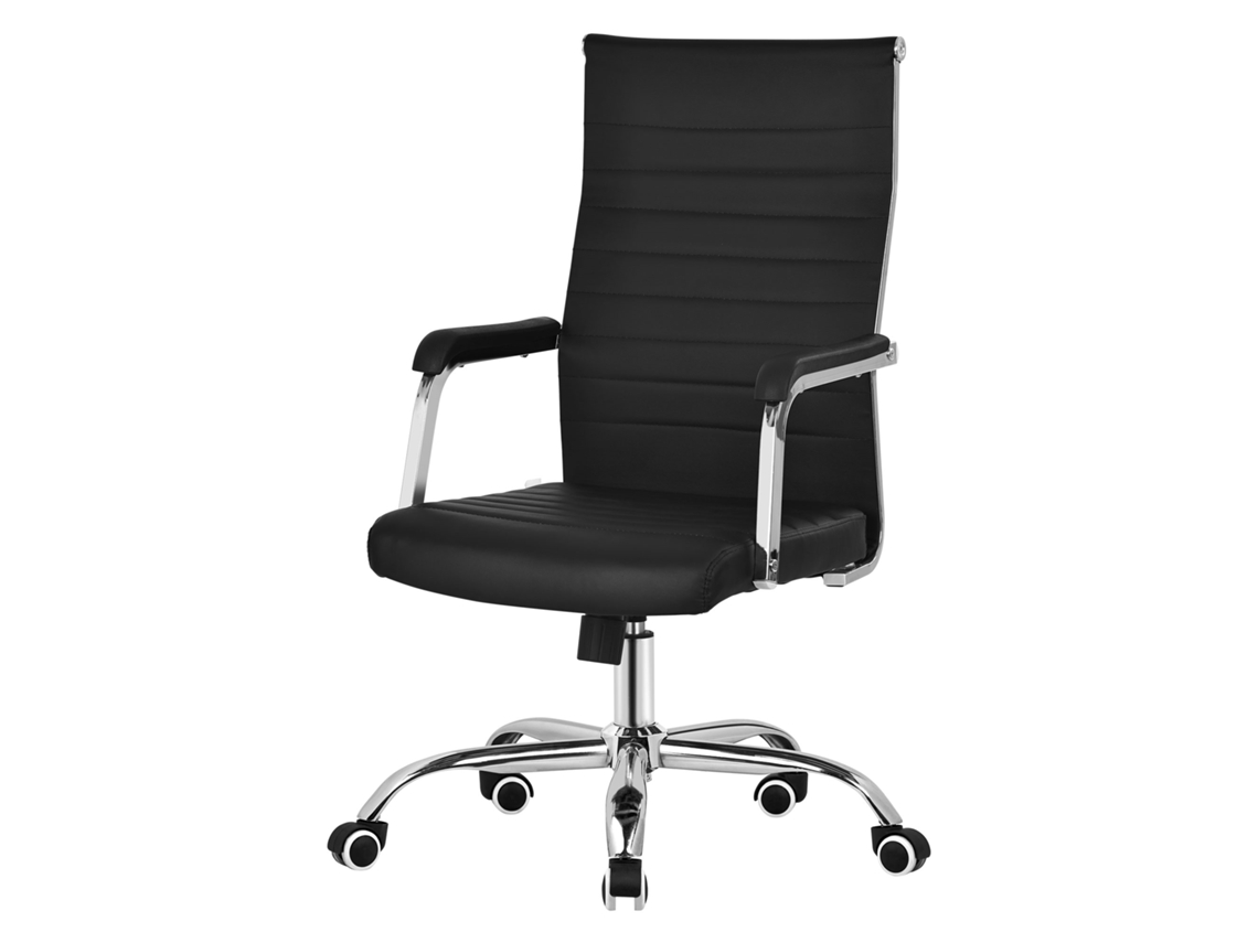 Silla De Oficina Ml-design Ergonómica Acero Negro Respaldo Y Altura Regulable Polipíel
