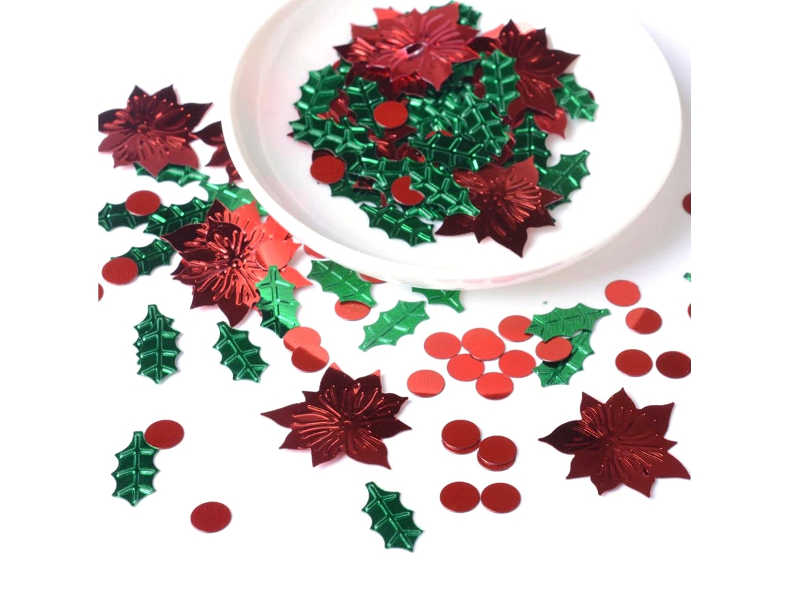 Confeti Navideño con Flores Rojas y Lentejuelas para Mesa RNEMITERY