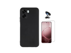 Kit Vidro Clearglass Capa Silicone Líquido Suporte Magnético Phonecare Para Oppo A6x - Preto
