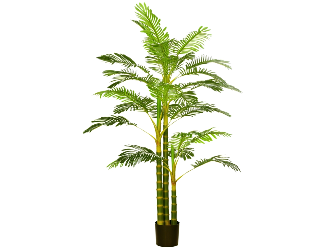 Palmera Areca Artificial 190cm Árbol Artificial Con 30 Hojas Decoración De Interior Y Exterior Ø19,5x190 Cm Verde