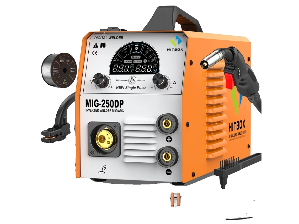 Máquina de soldar, funcionalidad 5 en 1, alimentación automática de alambre, Mig250dp