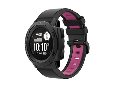 Correa De Reloj Inteligente Para Garmin Instinct 2S 22 Mm Correa Deportiva De Silicona De Negro-Rosa VENISYMLIS