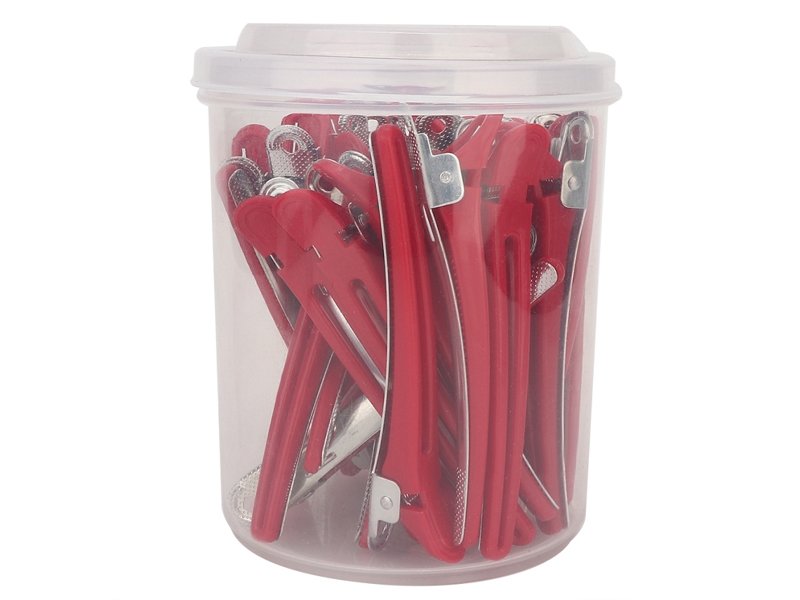 30 Clips Para Peluquería, Herramienta De Peinado Para Salones De Belleza Y Barberías (rojo)