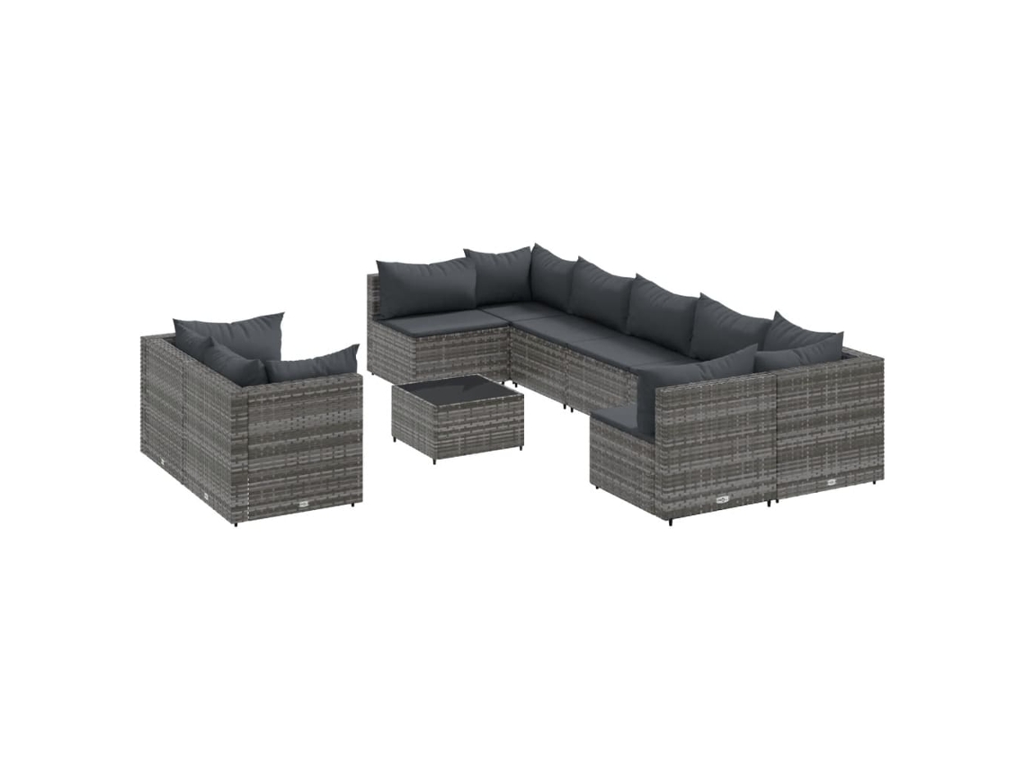 Maison Exclusive - Set De Sofás De Jardín Y Cojines 10 Pzas Ratán Sintético Gris