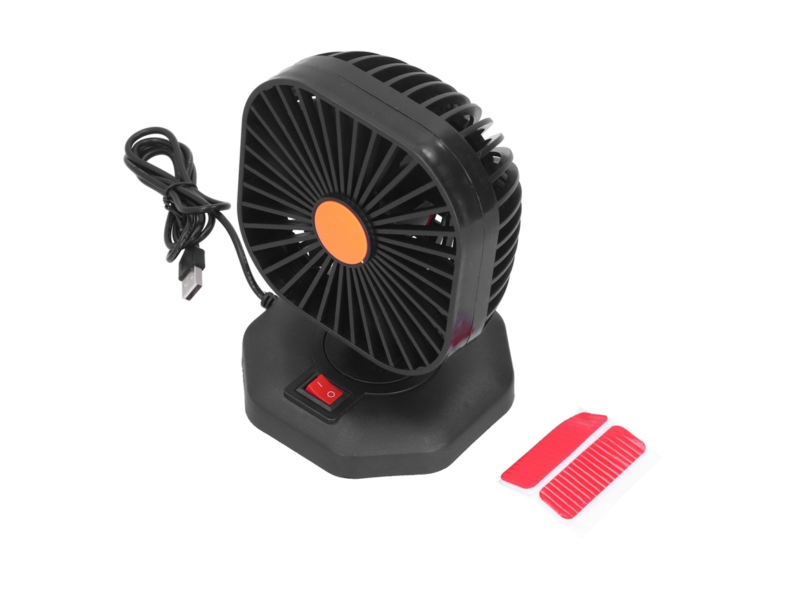 Ventilador USB para coche, rotación de 360°, ABS, 5V 2A