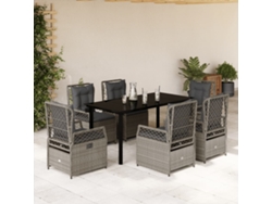 Juego de comedor de jardín de 7 piezas con cojines de mimbre gris claro DKD Home Decor